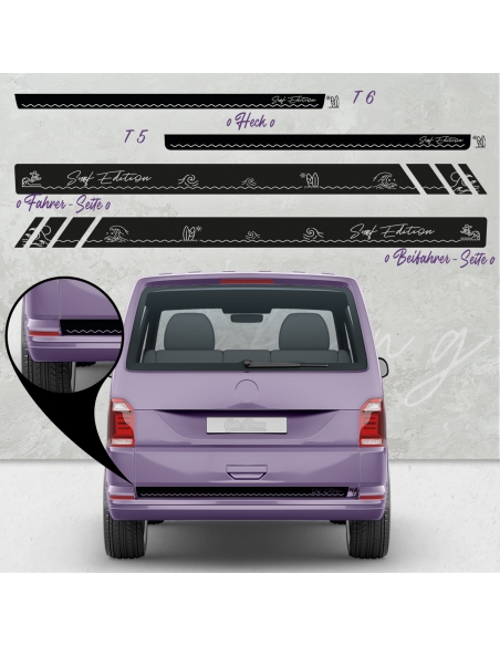 "VW T5 & T6 Surf Edition Racing - Seiten-StreifenSet in Wunschfarbe"