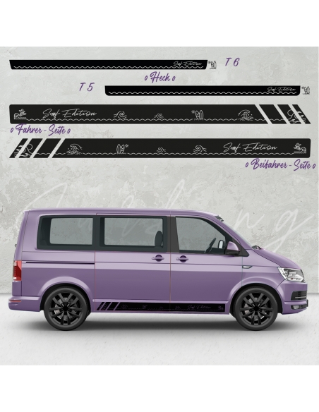 "VW T5 & T6 Surf Edition Racing - Seiten-StreifenSet in Wunschfarbe"