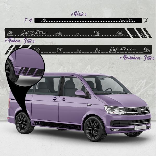 "VW T5 & T6 Surf Edition Racing - Seiten-StreifenSet in Wunschfarbe"