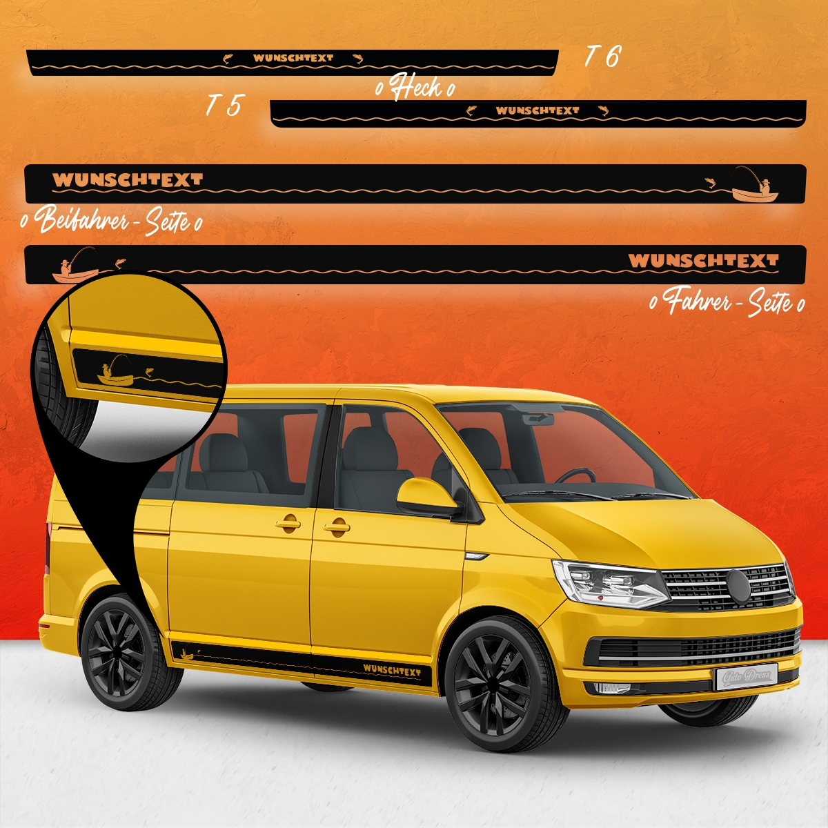 VW T5 Rallystreifen ✓ 333x starkes Design fürs Auto ✪