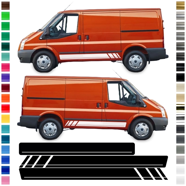 Seiten-Streifen Set/Dekor passend für Ford Transit 3.Generation 2000-2013 in Wunschfarbe