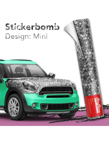 Stickerbomb Mini Schwarz-Weiß Autofolie für 3D Car Wrapping - Luftk