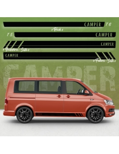 "B-Ware Seitenstreifen Set für VW T5 Bus - Racing Style in Silber Ch