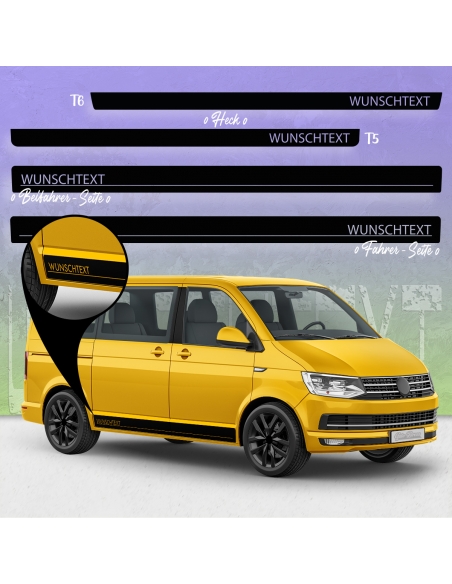 B-Stock "Motive: Volkswagen" original side stripes set / decor suitable for VW T5 short bus in black gloss