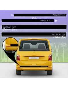 B-Stock "Motive: Volkswagen" original side stripes set / decor suitable for VW T5 short bus in black gloss