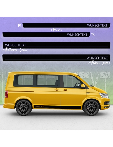 B-Stock "Motive: Volkswagen" original side stripes set / decor suitable for VW T5 short bus in black gloss