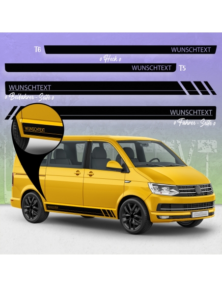 B-Stock "Motive: Volkswagen" Racing side stripes set / decor suitable for VW T5 bus short in black gloss