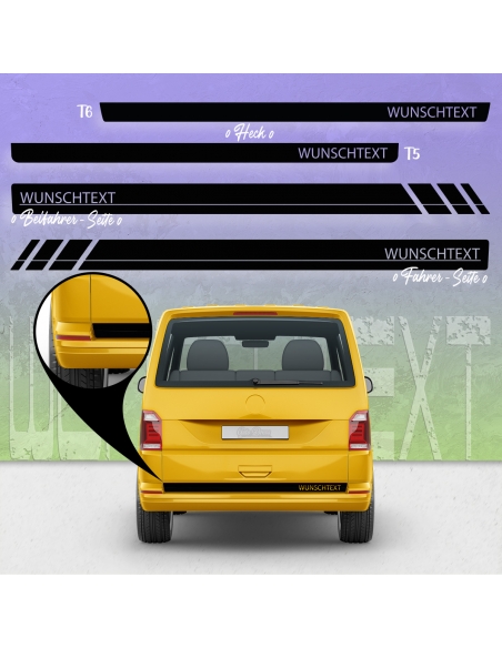 B-Stock "Motive: Volkswagen" Racing side stripes set / decor suitable for VW T5 bus short in black gloss