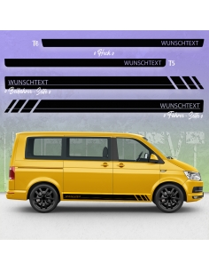 B-Stock "Motive: Volkswagen" Racing side stripes set / decor suitable for VW T5 bus short in black gloss