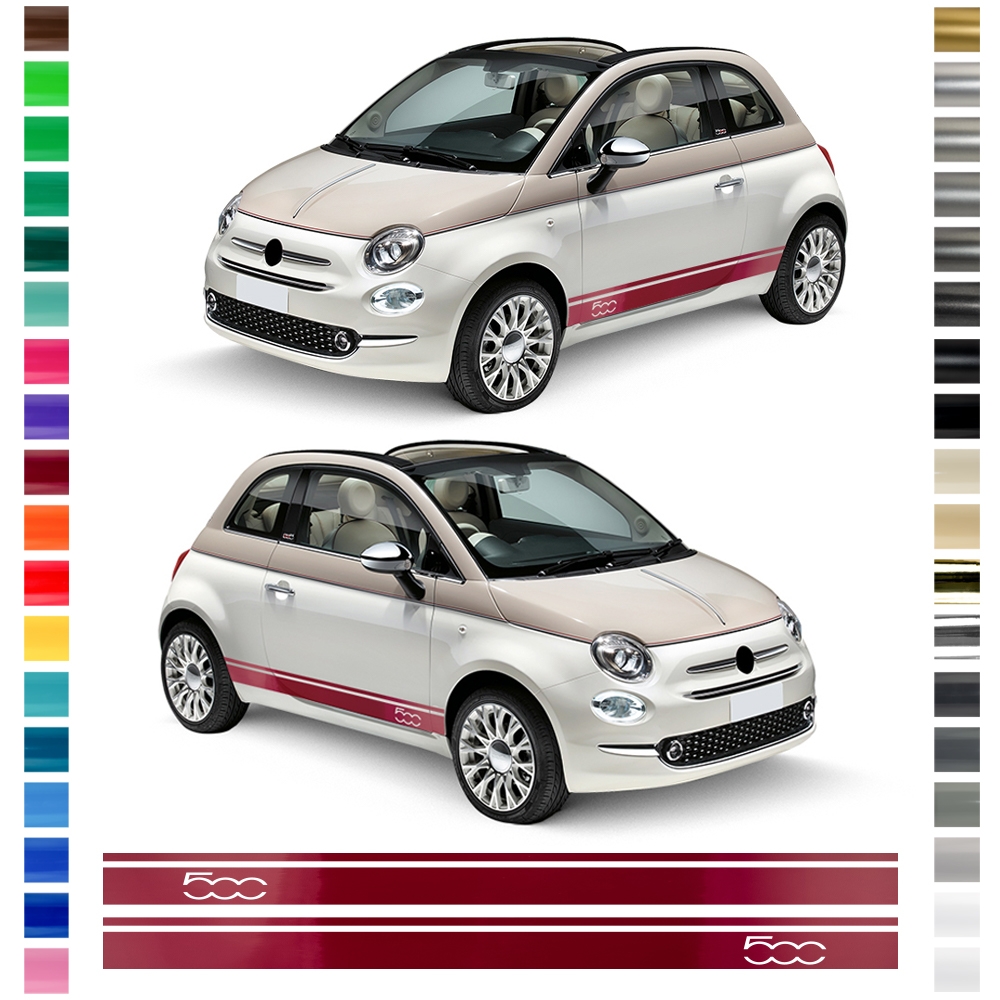 Stylisches Seiten-Streifen Set für Fiat 500 - B-Ware Aufkleber in S