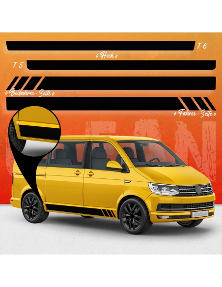 B-Stock "Clean Racing" side stripes set suitable for Volkswagen / VW T5 bus in orange long