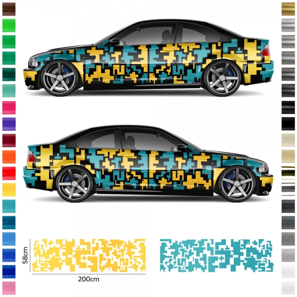 "Customizable Sports Car Decal Set - Express Your Style with Pixel Mo