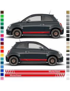 "B-Ware Seiten-Streifen Set für Fiat 500 Abarth - Glanzweißes Dekor