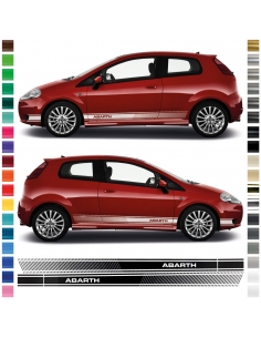 B-Ware Aufkleber - Seiten-Streifen Set/Dekor "Motiv: Abarth" passend für Fiat Punto in Schwarz Matt