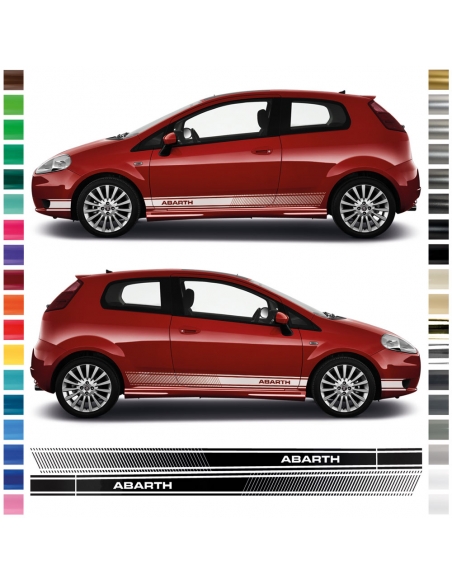 B-Ware Aufkleber - Seiten-Streifen Set/Dekor "Motiv: Abarth" passend für Fiat Punto in Schwarz Matt