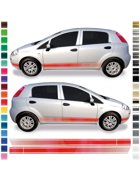 B-Stock "Punto" Sticker - Side Stripes Set/Decor suitable for Fiat Punto in White Gloss "Text: Punto"