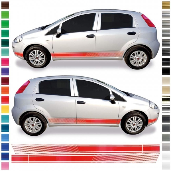 B-Stock Punto sticker - side stripes set / decor suitable for Fiat Punto  in black gloss Text: Punto