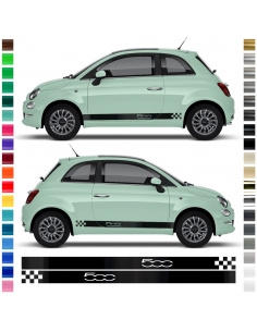 B-Stock "Check long" Sticker - Side Stripes Set/Decor suitable for Fiat 500 in black gloss "Text: 500".
