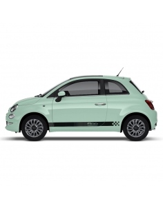 B-Stock "Check long" Sticker - Side Stripes Set/Decor suitable for Fiat 500 in black gloss "Text: 500".
