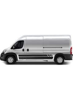 B-Ware Seiten-Streifen Set/Dekor passend für Fiat Ducato - Racing Clean mit Strich L2 in Schwarz Matt