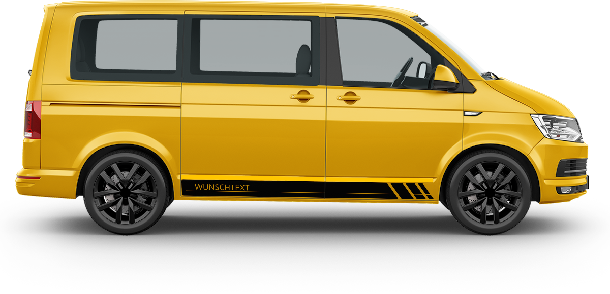 Auto-Dress Seitenstreifen Aufkleber Set/Dekor passend für Volks-Wagen T5 &  T6 Bus - Motiv: WUNSCHTEXT (110 Black Gloss, Kurzer Radstand) : :  Auto & Motorrad